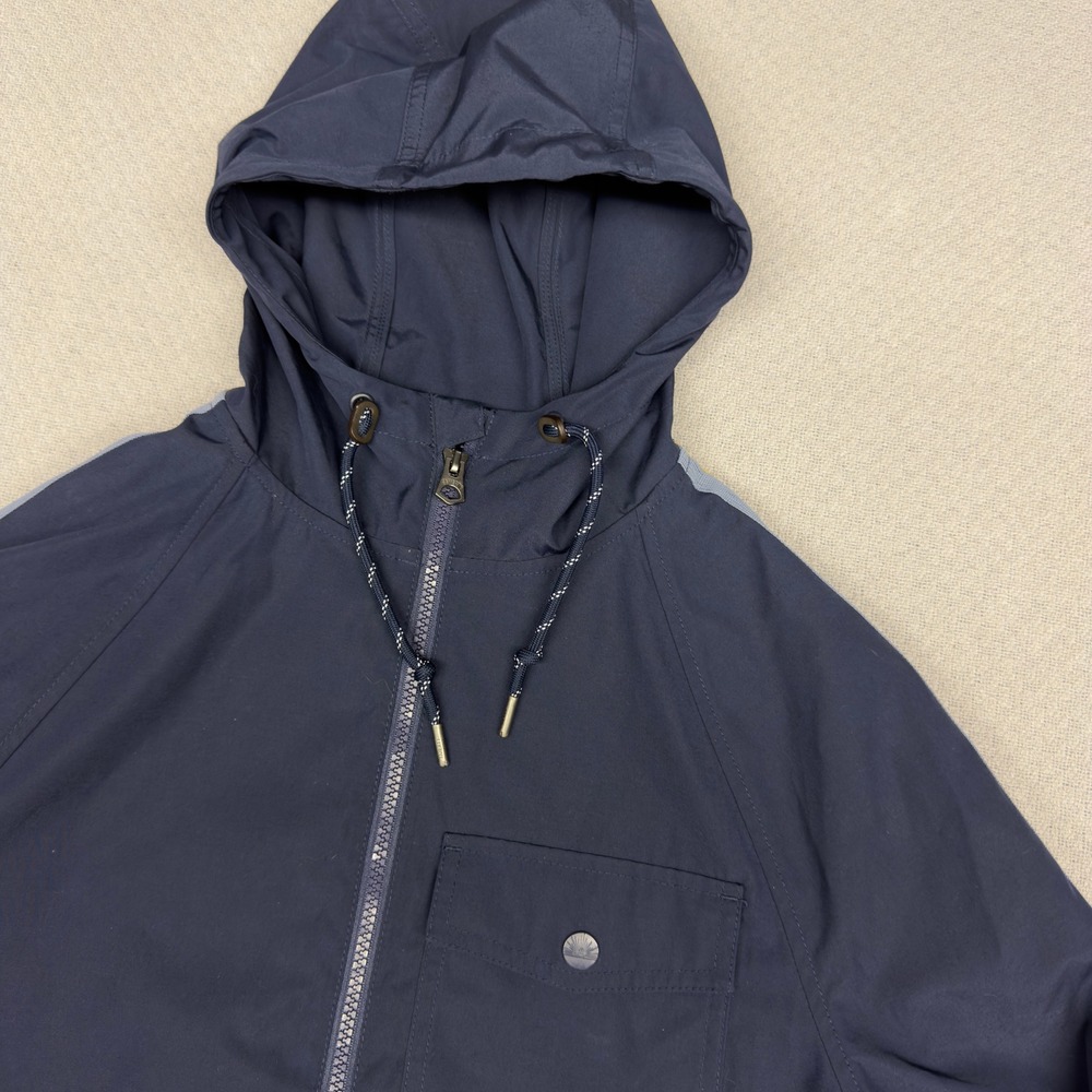 Faherty Jacket Mens XS Navy Blue Hooded Racing Stripe Retro Parka Full Zip - Picture 3 of 7